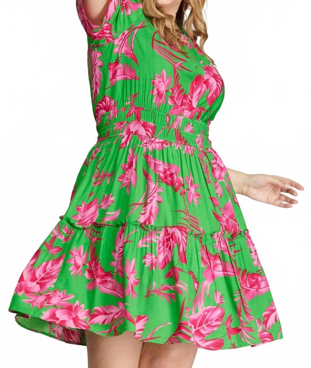 NEW SHE + SKY half sleeve woven dress - plus in green